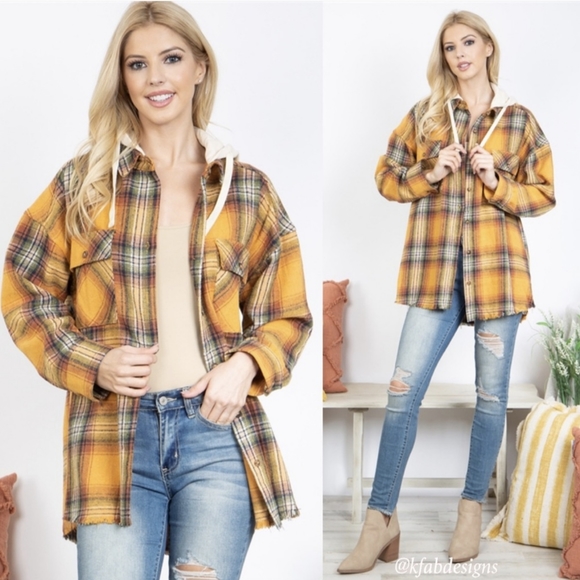 ONE Left! Perfect Fall Plaid Jacket with Hoodie - Picture 6 of 9